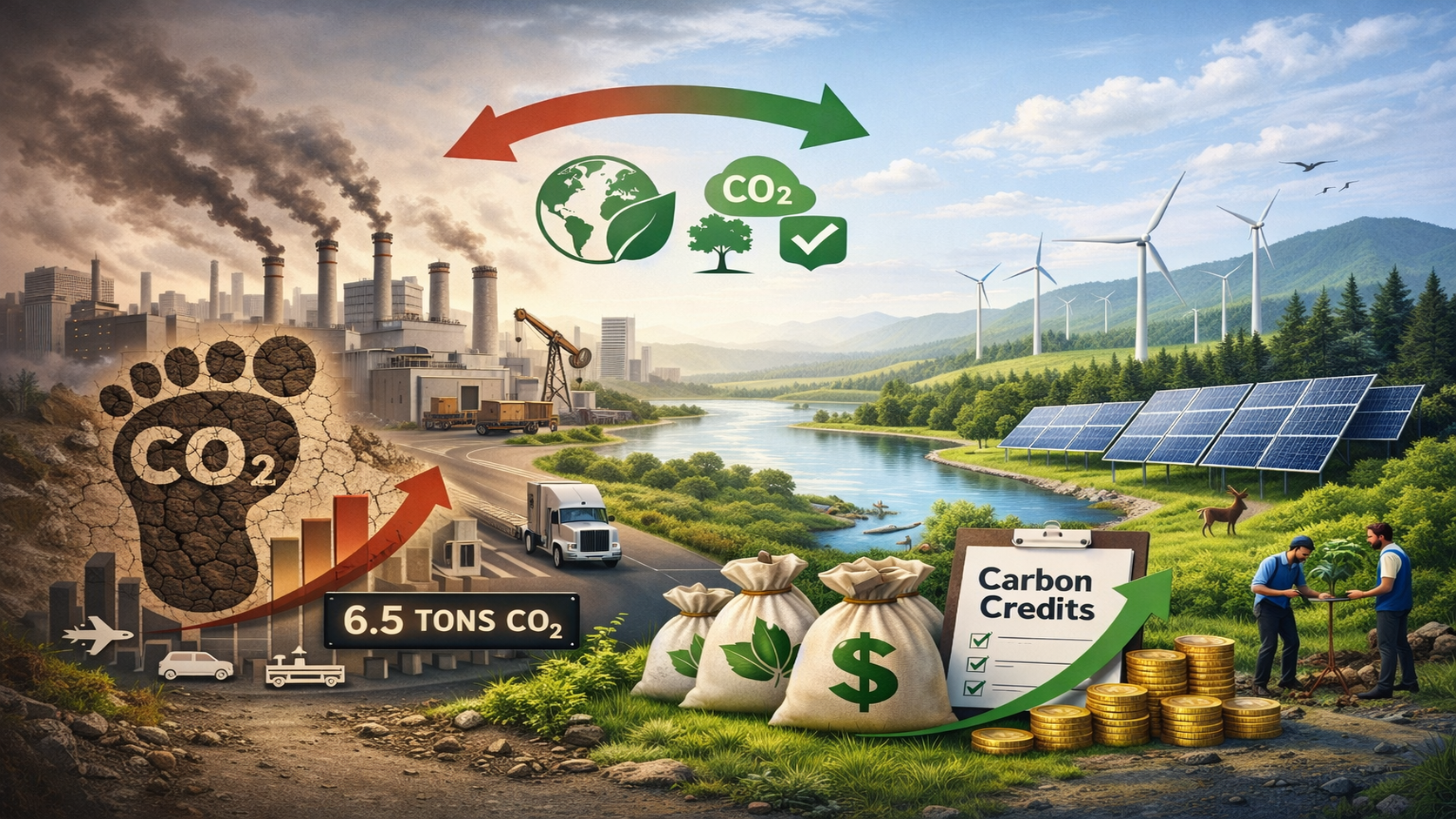 Carbon footprint and carbon credit savings feature